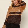 Clothing Skies Are Blue | Skies Are Blue Marled Two Tone Sweater Clothing Caramel Brown