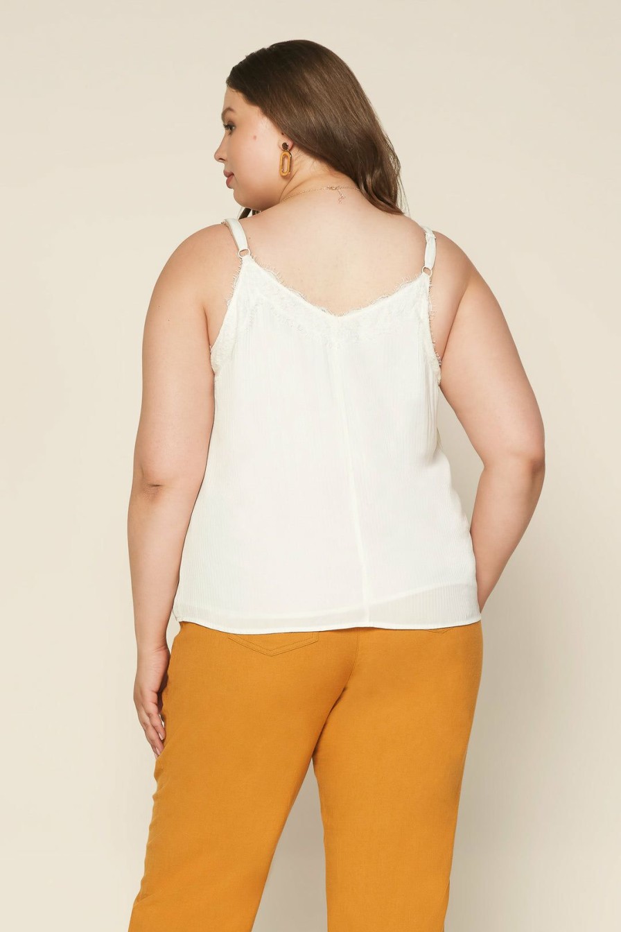 Plus Size Skies Are Blue | Skies Are Blue Clothing Plus Size Lace Detail Camisole Ivory