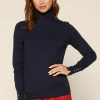 Clothing Skies Are Blue | Skies Are Blue Turtleneck Button Sleeve Top Navy